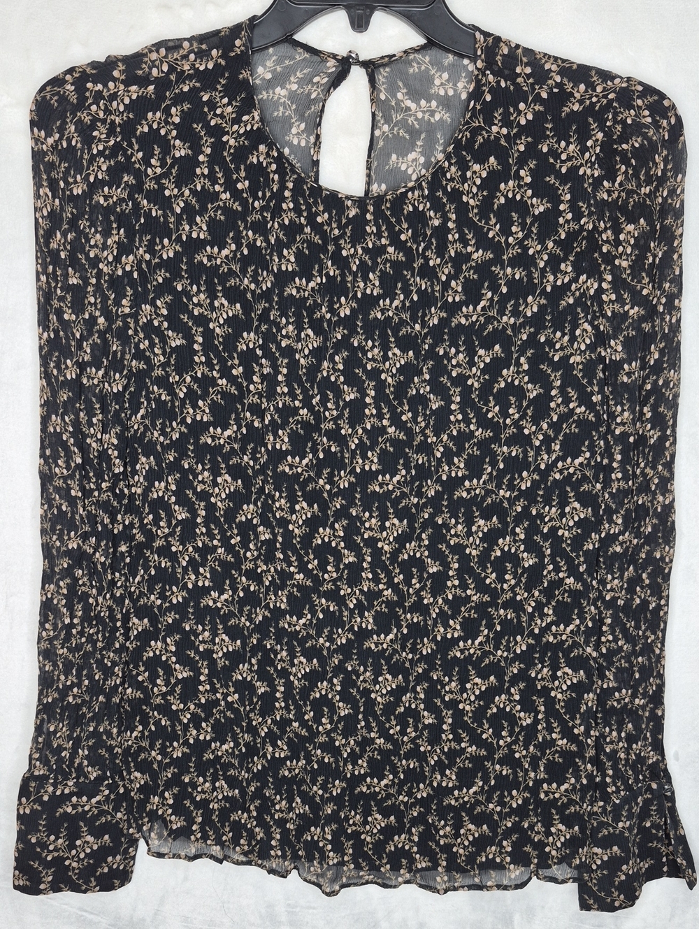 Jonathan Simkhai Black Chiffon Floral Silk Peplum Blouse - Size S/M